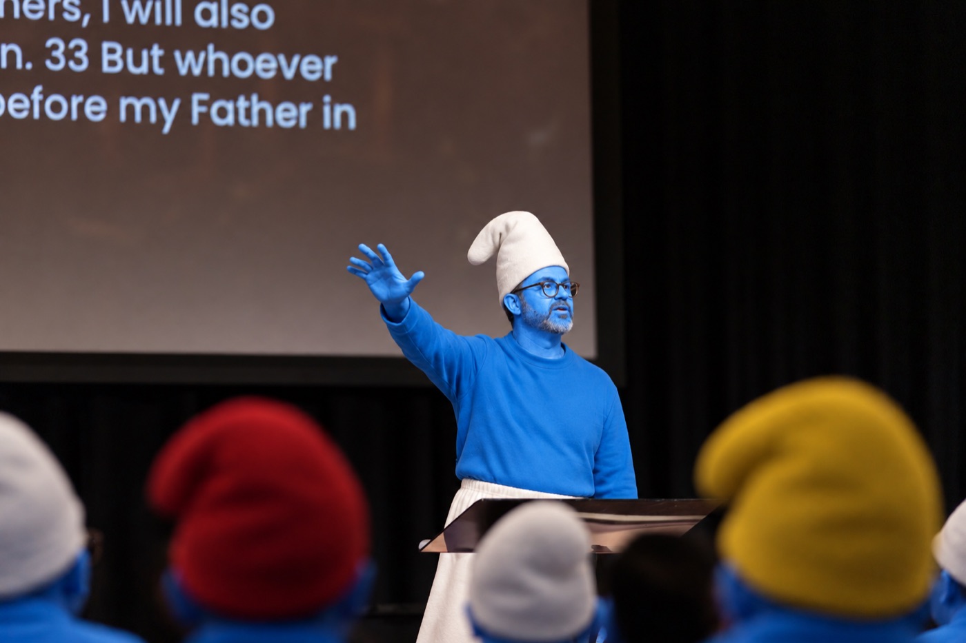 Papa Smurf preaching